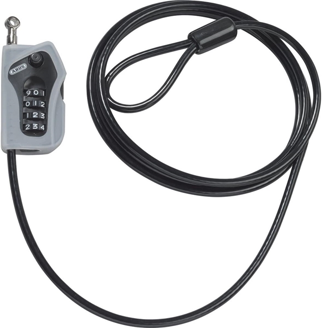 Antivol ABUS Combiloop 205 - Câble De 2 M Pour Sécuriser Skis, Casque, Poussette, Bagages - Sécurité Renforcée Noir