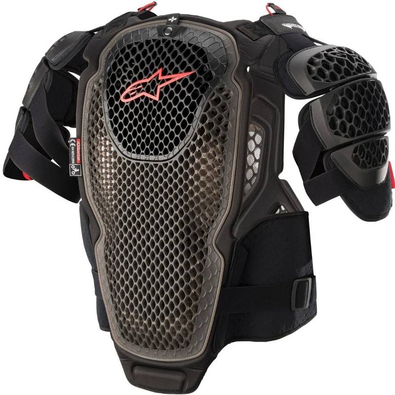 Colete Alpinestars A6 Chest Protector Preto/Cinza/Vermelho Grid Motors