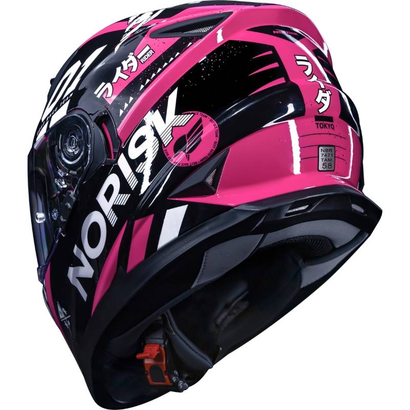 Capacete Norisk FF302 Soul Tokyo - Preto/Rosa - Grid Motors
