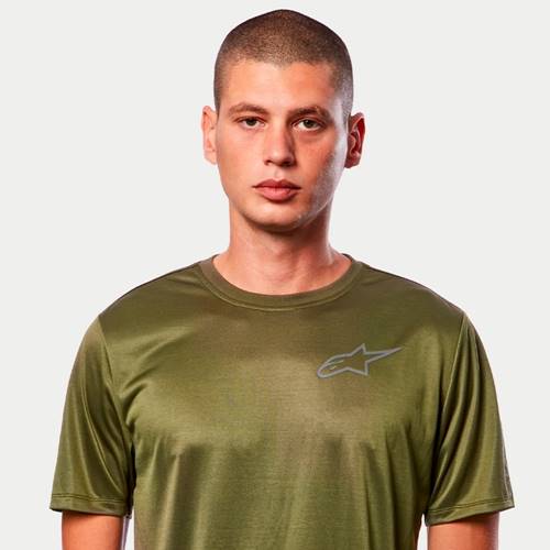 Camiseta Alpinestars Pursue Performance SS Verde Militar Grid Motors