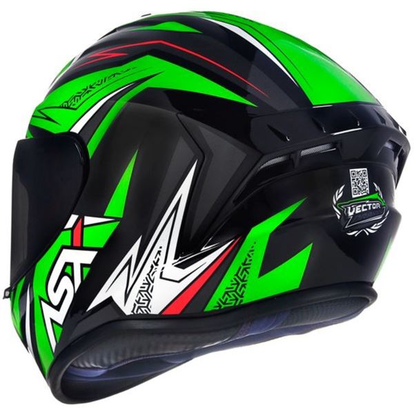 Capacete ASX Draken Vector - Preto/Verde/Branco - Grid Motors