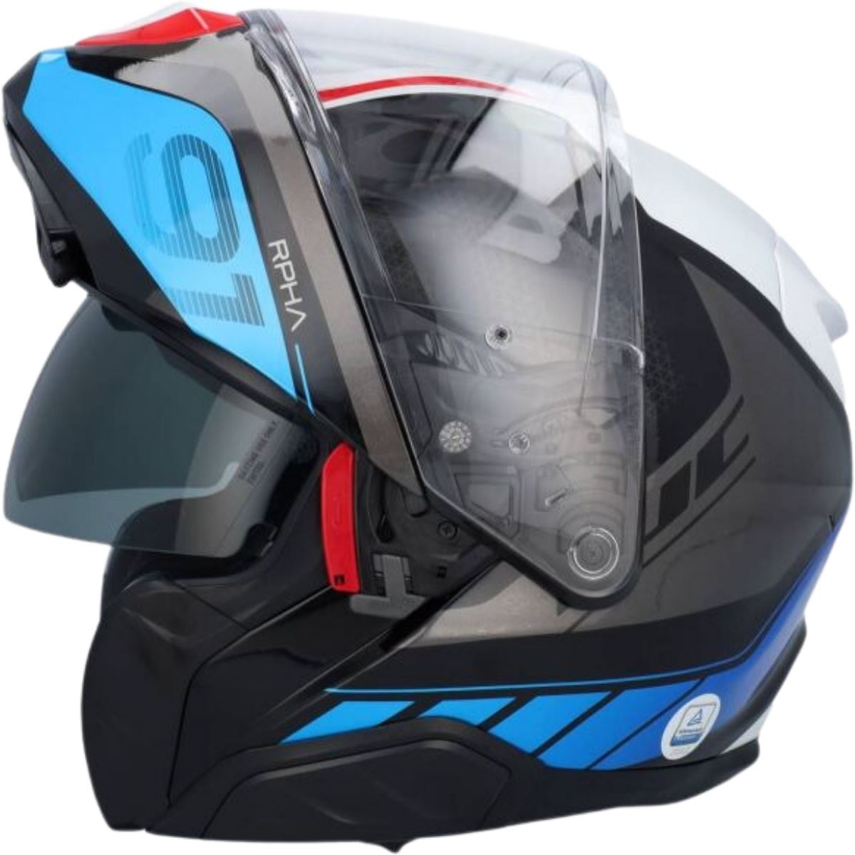 Junel Rafino Capacete HJC RPHA 91 Rafino - Preto/Branco/Azul/Vermelho (Articulado ...