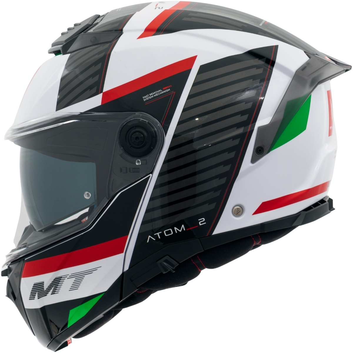 Capacete MT Atom 2 SV Linking D5 - Branco/Vermelho (Articulado)