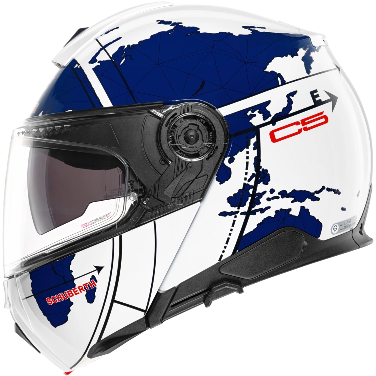Capacete Schuberth C5 Globe - Branco/Azul/Vermelho