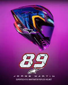 Imagem 12 de Capacete Alpinestars Supertech R10 Martinator LE R01 Azul/Roxo/Vermelho (Fibra de Carbono)