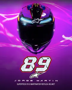 Imagem 13 de Capacete Alpinestars Supertech R10 Martinator LE R01 Azul/Roxo/Vermelho (Fibra de Carbono)