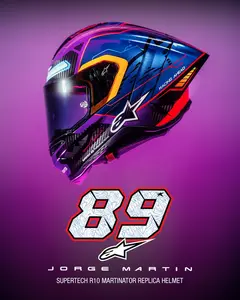 Imagem 11 de Capacete Alpinestars Supertech R10 Martinator LE R01 Azul/Roxo/Vermelho (Fibra de Carbono)