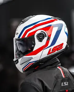 Imagem 13 de Capacete LS2 Strobe 2 FF908 Phantom Branco/Azul/Vermelho (Articulado)