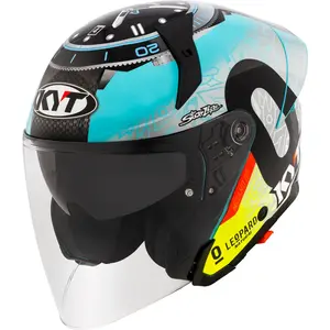 Capacete KYT TTR-JET Foggia Misano 2022 - Azul/Cinza/Amarelo (Aberto)