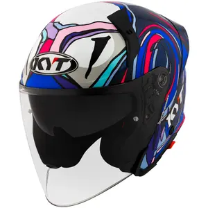 Capacete KYT TTR-JET Bastianini - Azul/Roxo/Rosa (Aberto)