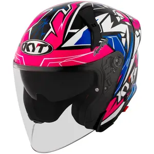 Imagem 1 de Capacete KYT TTR-JET Kasma 2023 - Rosa/Azul (Aberto)