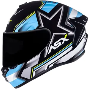 Capacete ASX Draken Pilot - Preto/Azul/Amarelo