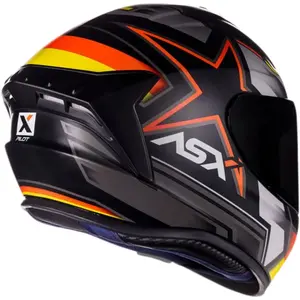 Imagem 8 de Capacete ASX Draken Pilot - Preto/Vermelho/Amarelo Fosco