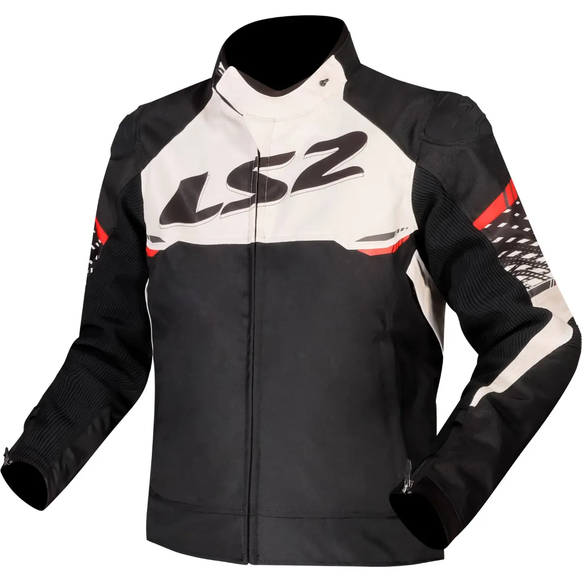 Jaqueta LS2 Apex Preto/Branco/Vermelho (Impermeável) - Grid Motors