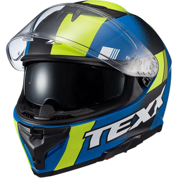 タリスマン Capacete Texx Kaiman Track - Verde/Preto/Azul Fosco - Grid Motors