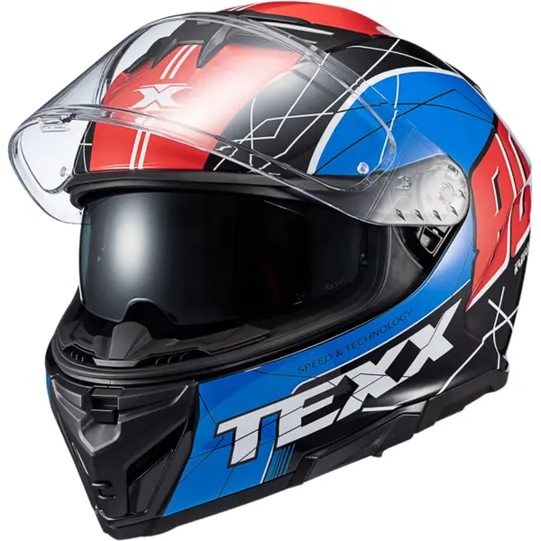 Capacete Texx Kaiman Vector - Azul/Vermelho/Preto/Branco - Black