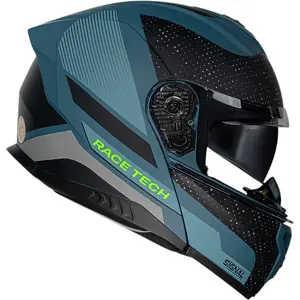 Imagem 2 de Capacete Race Tech Signal Gear - Azul/Preto Fosco (Articulado)