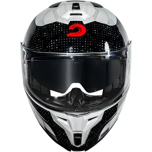Imagem 8 de Capacete Race Tech Signal Gear - Preto/Branco (Articulado)