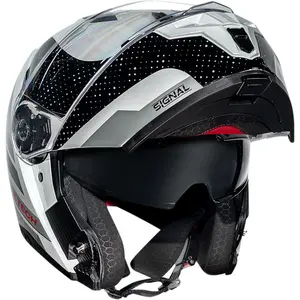 Imagem 4 de Capacete Race Tech Signal Gear - Preto/Branco (Articulado)
