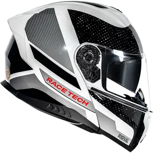 Imagem 2 de Capacete Race Tech Signal Gear - Preto/Branco (Articulado)