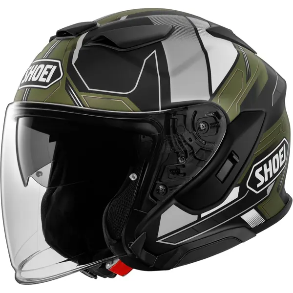 Capacete Shoei J-Cruise 3 Whizzy TC-11 - Preto/Cinza/Verde Fosco