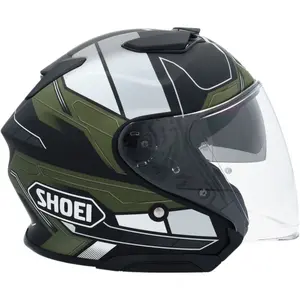 Imagem 4 de Capacete Shoei J-Cruise 3 Whizzy TC-11 - Preto/Cinza/Verde Fosco (Aberto)