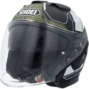 Imagem 2 de Capacete Shoei J-Cruise 3 Whizzy TC-11 - Preto/Cinza/Verde Fosco (Aberto)