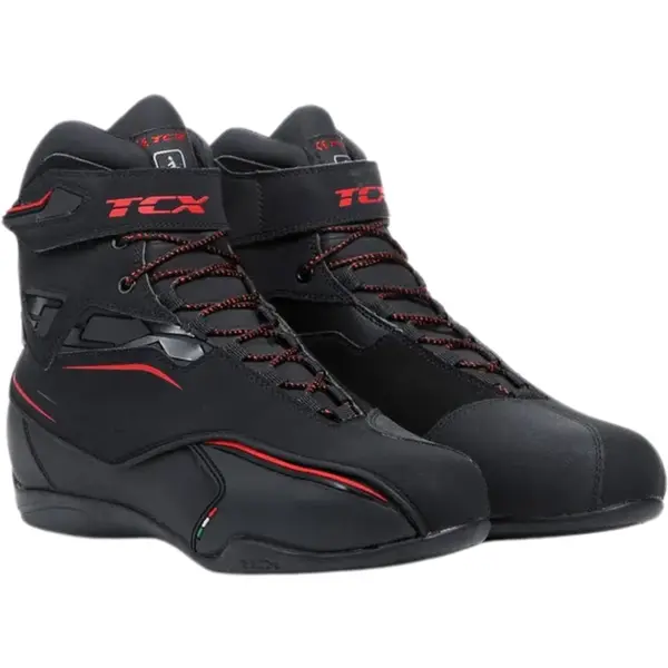 Bota TCX Zeta WP - Preto/Vermelho (100% Impermeável) - Grid Motors