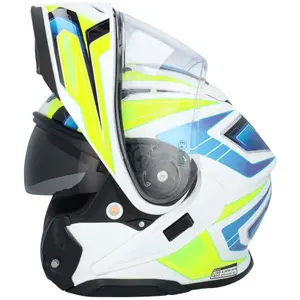 Imagem 7 de Capacete Shoei Neotec 3 Anthem TC-3 - Branco/Azul/Amarelo Fluor (Articulado)