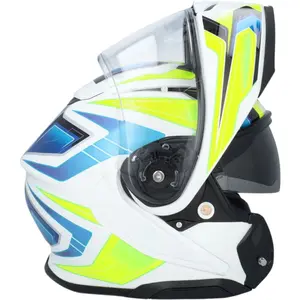 Imagem 8 de Capacete Shoei Neotec 3 Anthem TC-3 - Branco/Azul/Amarelo Fluor (Articulado)