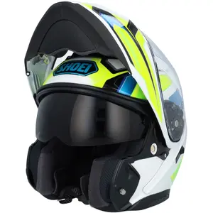 Imagem 10 de Capacete Shoei Neotec 3 Anthem TC-3 - Branco/Azul/Amarelo Fluor (Articulado)