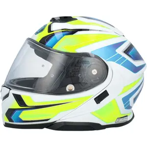 Imagem 2 de Capacete Shoei Neotec 3 Anthem TC-3 - Branco/Azul/Amarelo Fluor (Articulado)