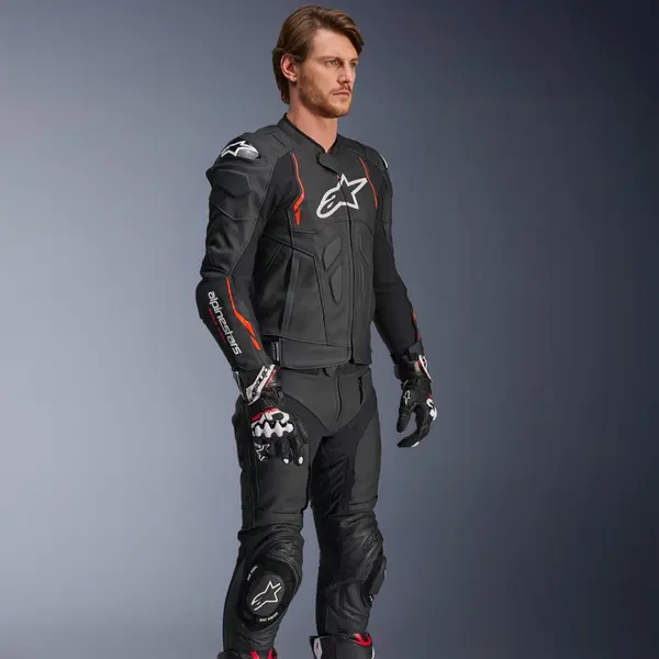 Jaqueta Alpinestars Dusk Airflow Preto/Vermelho (Couro) - Grid Motors