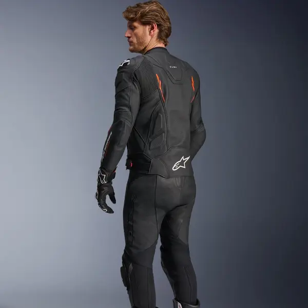 Jaqueta Alpinestars Dusk Airflow Preto/Vermelho (Couro) - Grid Motors
