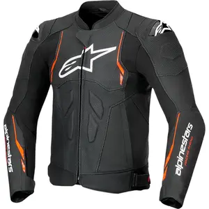Jaqueta Alpinestars Dusk Airflow Preto/Vermelho (Couro) - Grid Motors