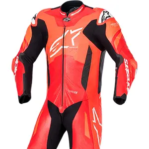 Imagem 3 de Macacão Alpinestars GP Plus V4 Sprint 1 Peça - Vermelho Fluor/Branco