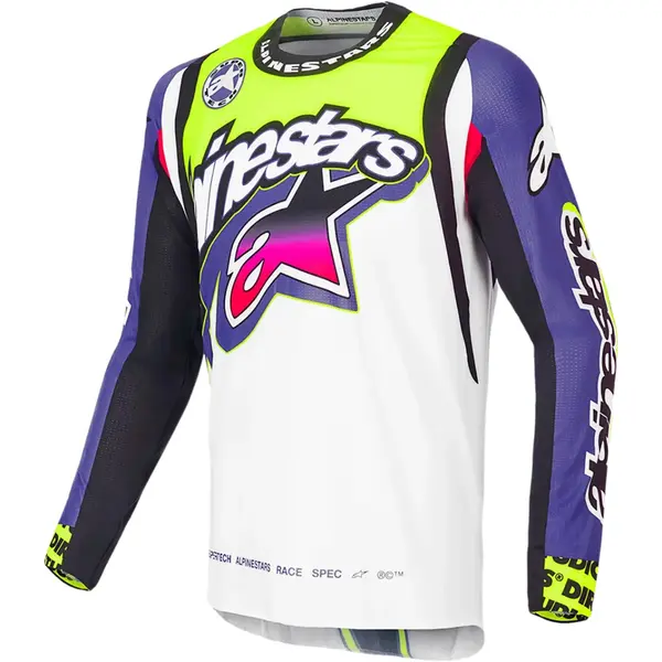 Camisa Alpinestars Supertech SX Dirt Studios 25 - Branco/Roxo