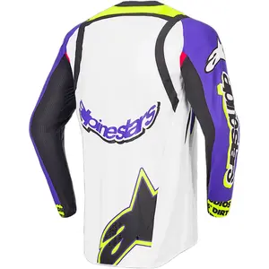 Imagem 2 de Camisa Alpinestars Supertech SX Dirt Studios 25 - Branco/Roxo/Amarelo Fluor