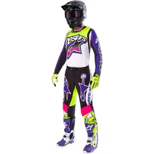 Imagem 3 de Camisa Alpinestars Supertech SX Dirt Studios 25 - Branco/Roxo/Amarelo Fluor
