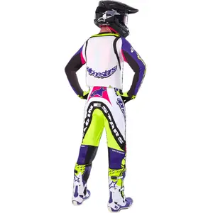 Imagem 5 de Camisa Alpinestars Supertech SX Dirt Studios 25 - Branco/Roxo/Amarelo Fluor