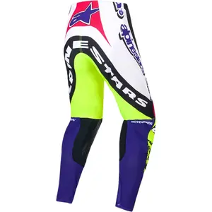 Imagem 2 de Calça Alpinestars Supertech Dirt Studios - Branco/Roxo/Amarelo Fluor