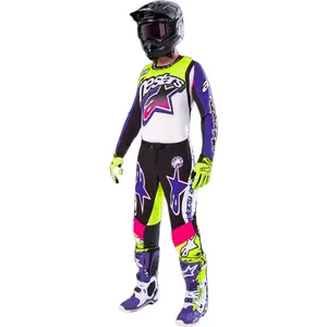 Imagem 3 de Calça Alpinestars Supertech Dirt Studios - Branco/Roxo/Amarelo Fluor