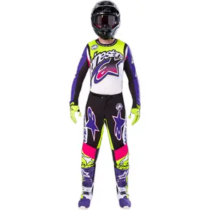 Imagem 4 de Calça Alpinestars Supertech Dirt Studios - Branco/Roxo/Amarelo Fluor