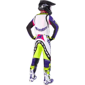 Imagem 5 de Calça Alpinestars Supertech Dirt Studios - Branco/Roxo/Amarelo Fluor