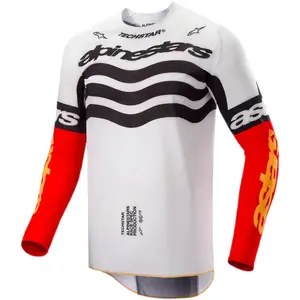 Camisa Alpinestars Techstar Deep 25 - Preto/Branco/Vermelho Fluor
