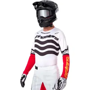 Imagem 4 de Camisa Alpinestars Techstar Deep 25 - Preto/Branco/Vermelho Fluor