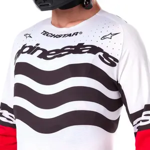 Imagem 5 de Camisa Alpinestars Techstar Deep 25 - Preto/Branco/Vermelho Fluor