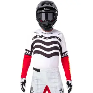 Imagem 3 de Camisa Alpinestars Techstar Deep 25 - Preto/Branco/Vermelho Fluor