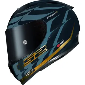 Capacete LS2 FF323 Arrow R Flames - Azul/Dourado