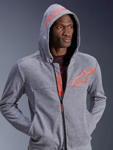 Imagem 3 de Jaqueta Alpinestars Chrome V2 Sport Hoddie - Cinza Mescla/Vermelho Fluor